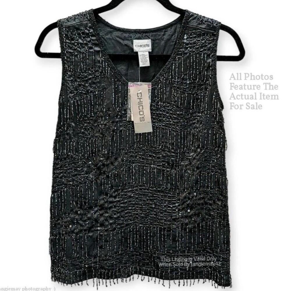 Chicos Beaded Sleeveless Shell Top NWT ** Needs Repair Work**